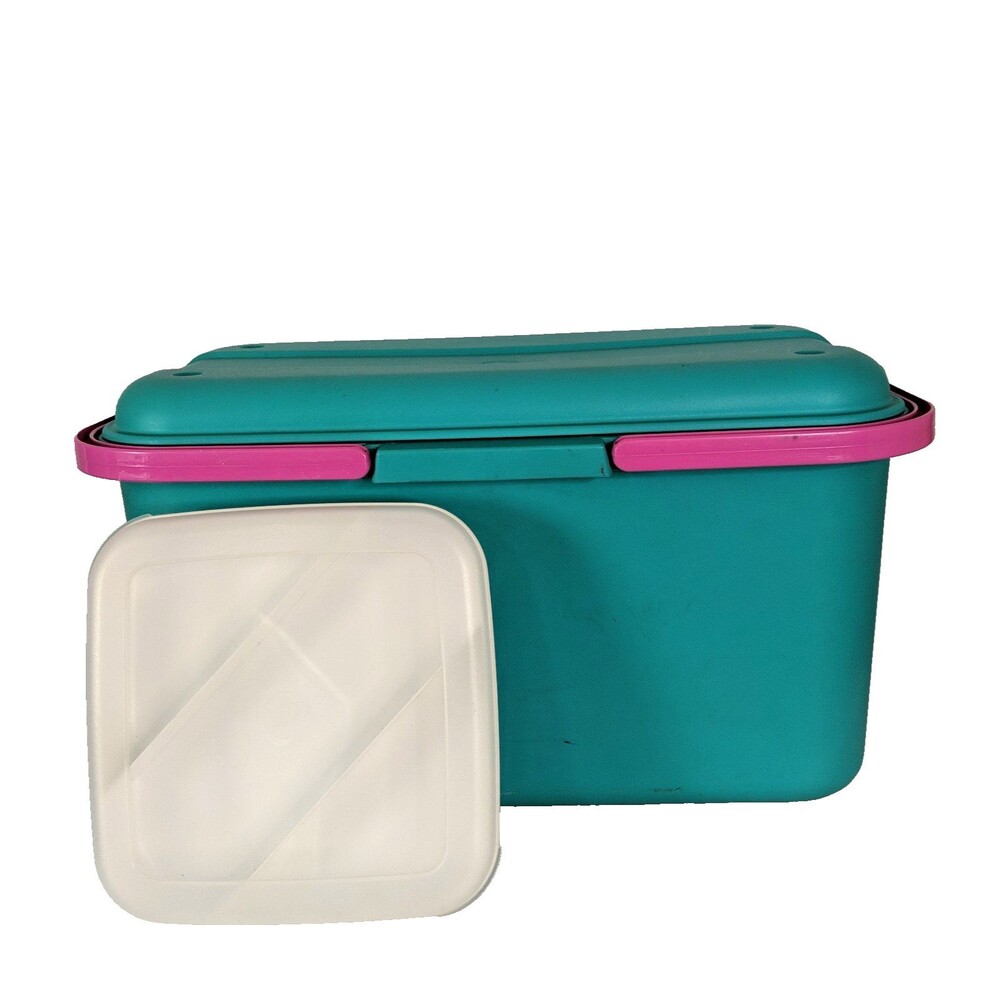 EAGLE Craftstor Craft Storables Lidded Bin & Three Section Organizer Green Case